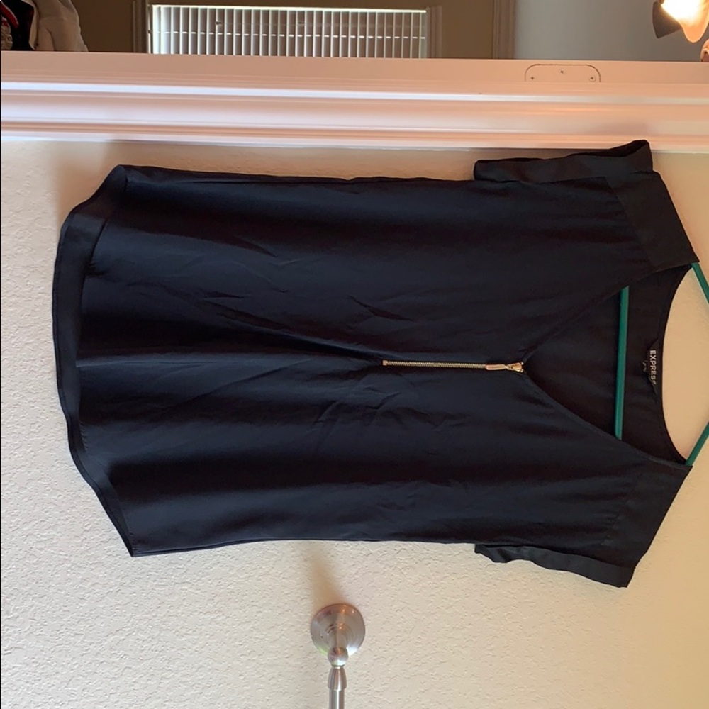 Navy zipper blouse